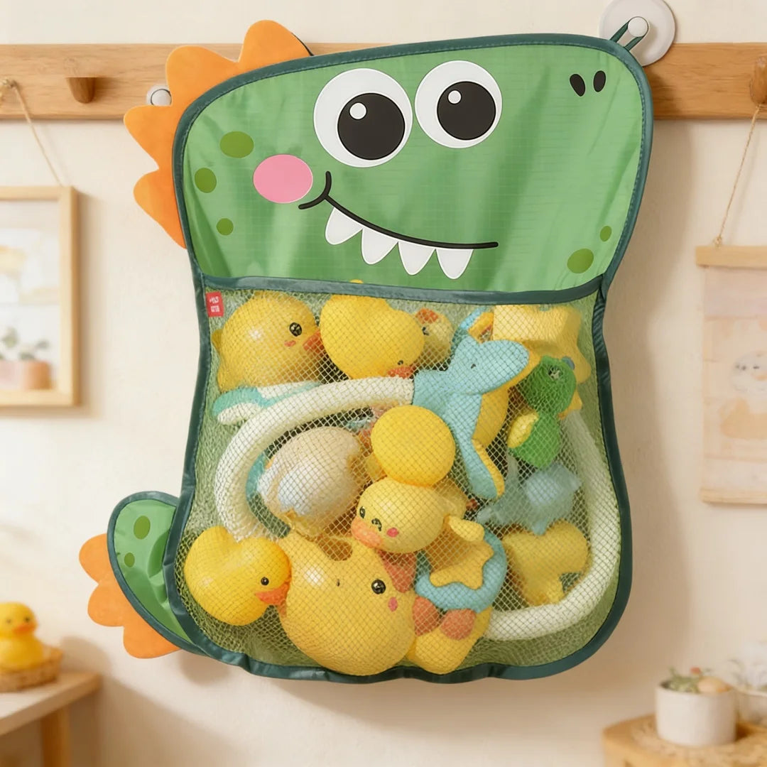 Mesh Bath Toy Organizer – Duck & Dinosaur Hanging Bag Bath Toy Organizer Babs