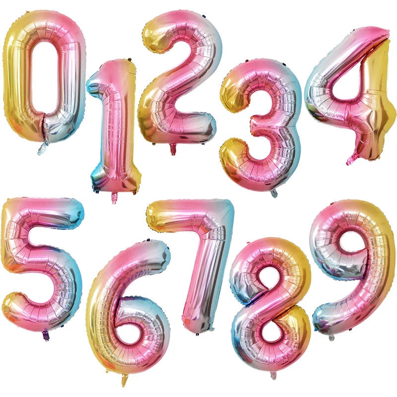 Giant Foil Number Balloons 32/40 Inch | Party Décor 0-9 Foil Number Balloons Babs Rainbow Number 0 40inch