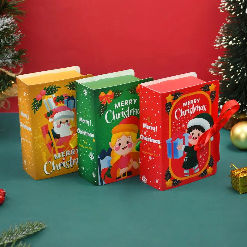 5-Pack Book-Shaped Christmas Candy Gift Boxes | Santa Party Holiday Gift Boxes Babs