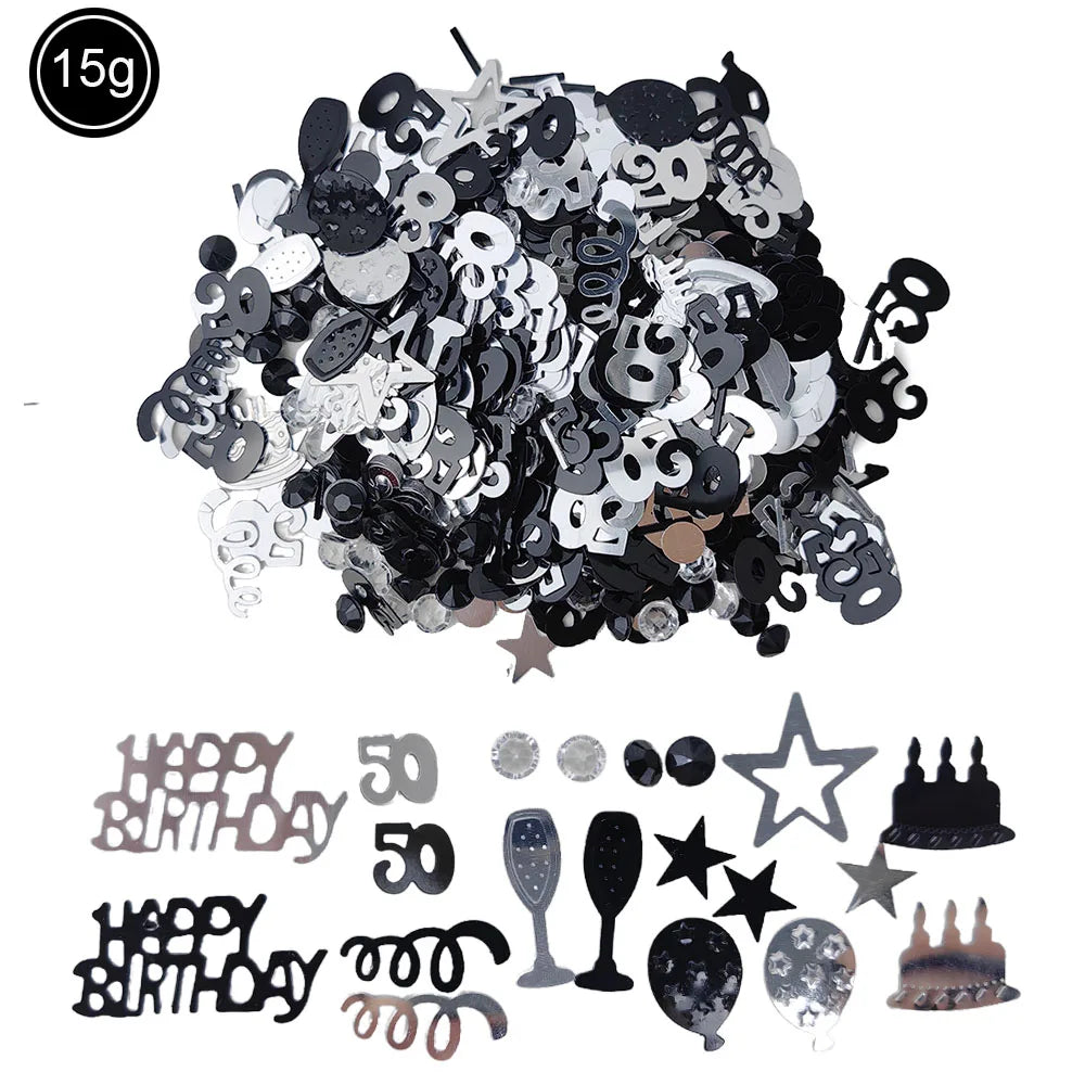 Rose Gold Birthday Confetti Foil Stars & Sequins Table Decor Party Confetti Decor Babs 50th black sliver