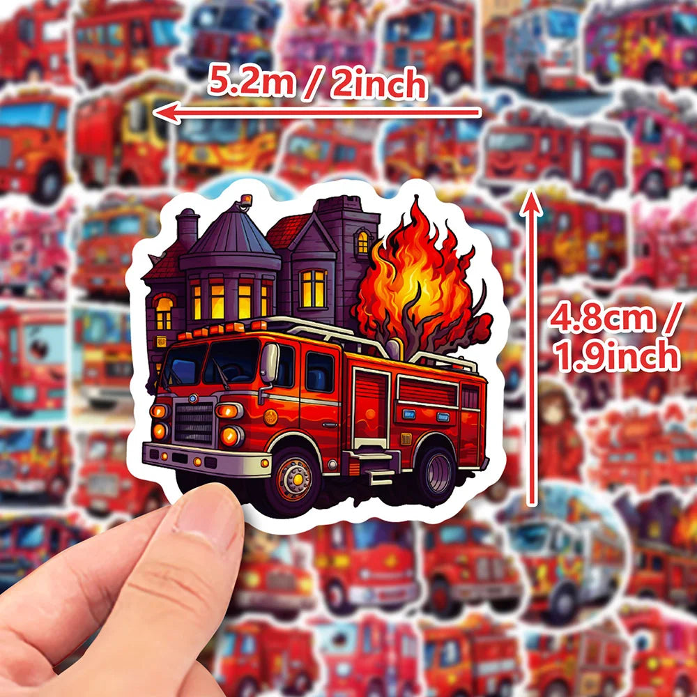 10 Sheets Fire Truck Temporary Tattoos – Firefighter Party Favors Temporary Tattoos Babs