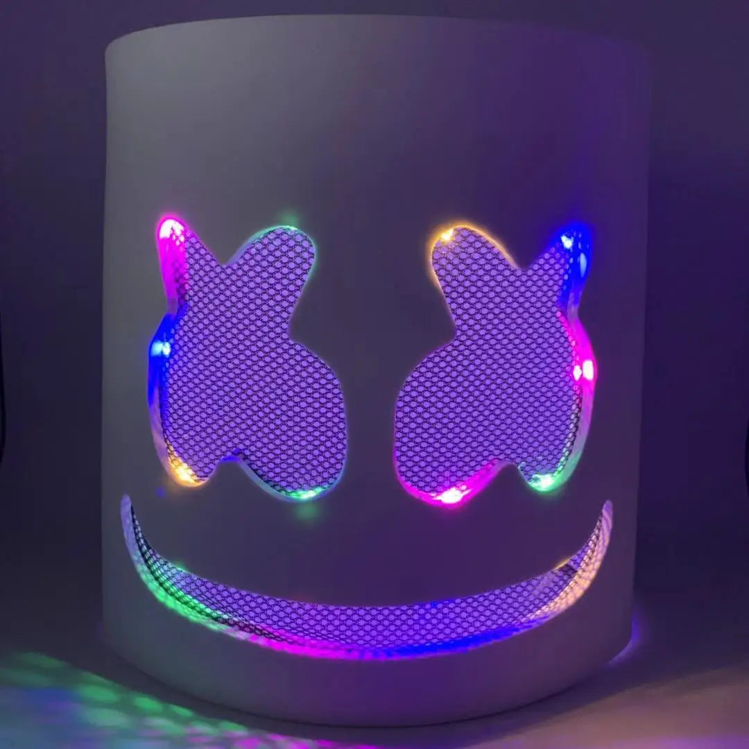 Cotton Candy DJ LED Headgear Mask – Holiday Party Prop LED Costume Mask Babs