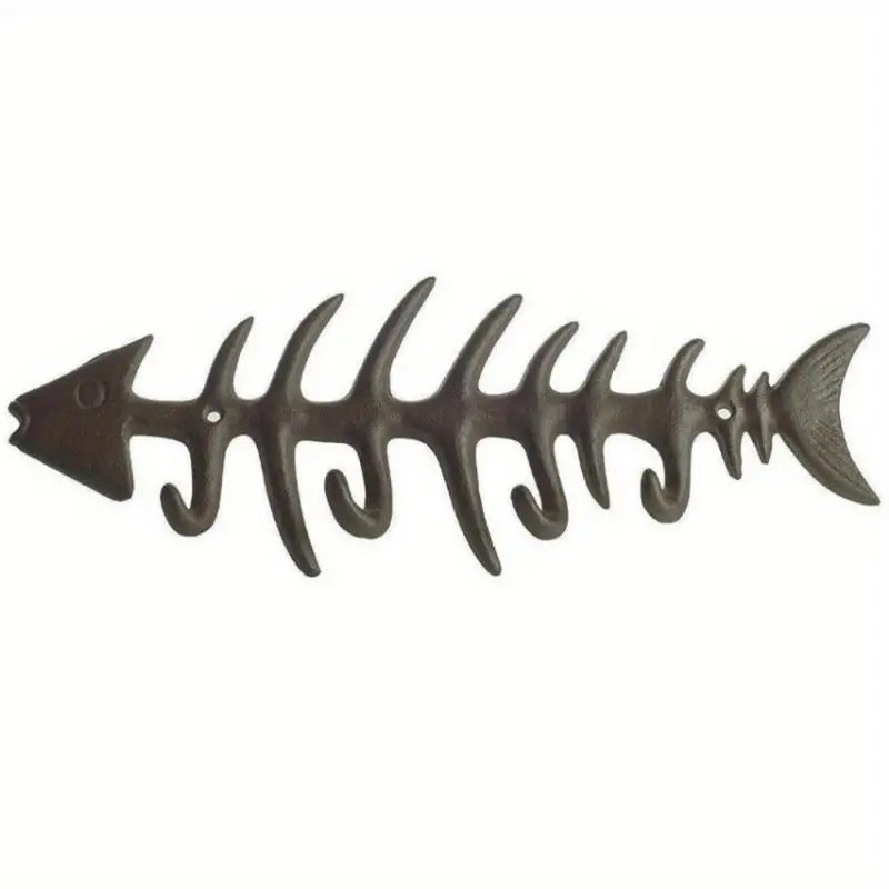 Fish Bone Cast Iron Wall Hook – Beach Coastal Home Decor Decorative Wall Hook Babs