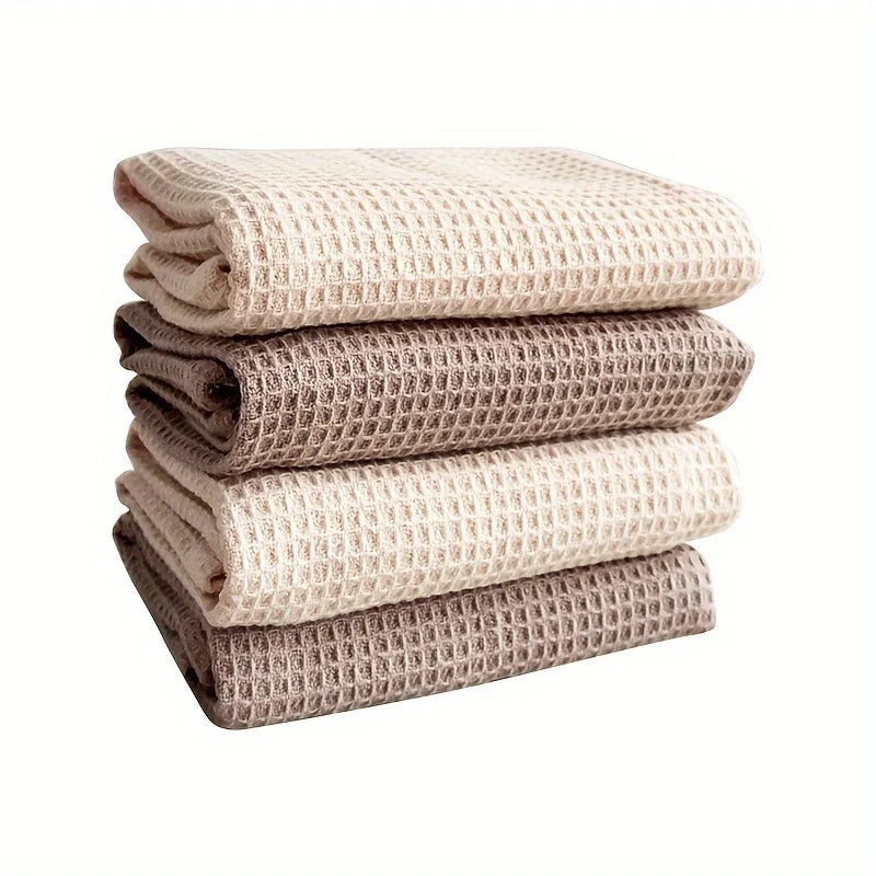 Mixed 4-Pack Waffle Weave Cotton Dish Cloths – Hanging Loop Cotton Dish Cloths Babs 4PCS