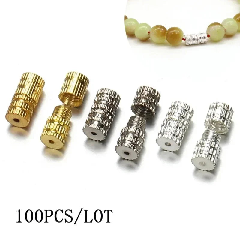 100pcs Cylinder Screw Clasps Buckles for DIY Jewelry Making Jewelry Clasps Babs