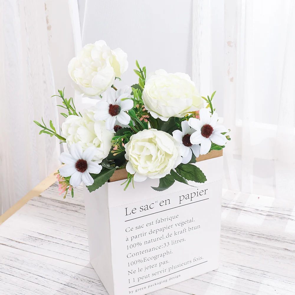 Silk Peony Artificial Flowers – Wedding & Home Garden Decor Artificial Silk Flowers Babs White