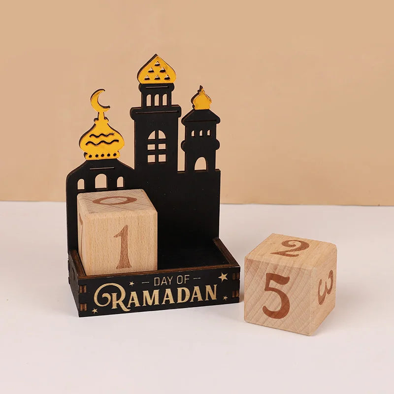 Ramadan Countdown Calendar Wooden Blocks – Eid 2026 Decor Countdown Calendar Babs