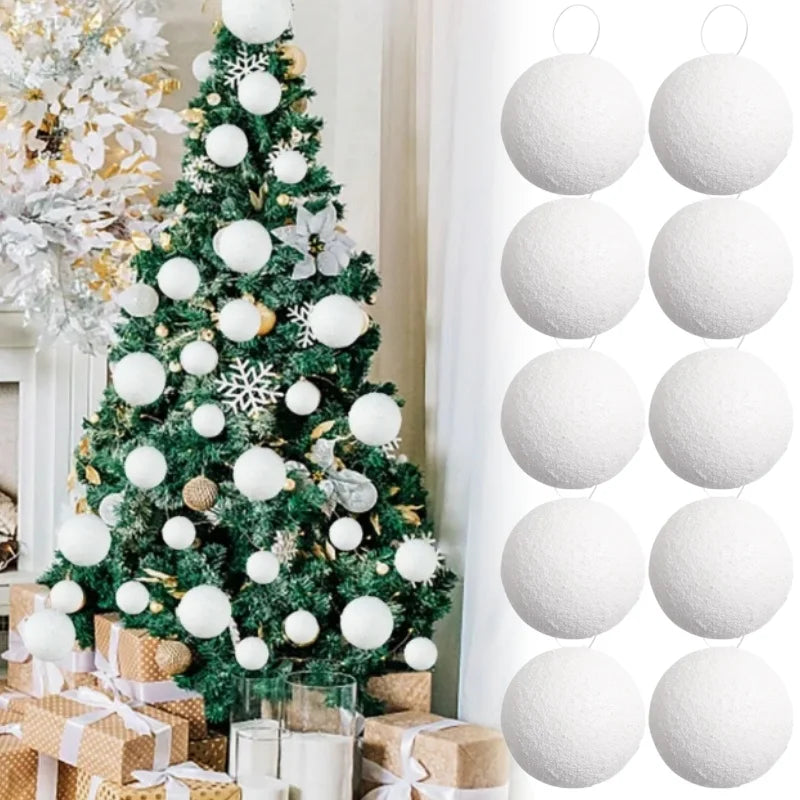 White Foam Christmas Balls – DIY Snowballs, 6pcs, 4cm & 8cm Christmas Foam Balls Babs