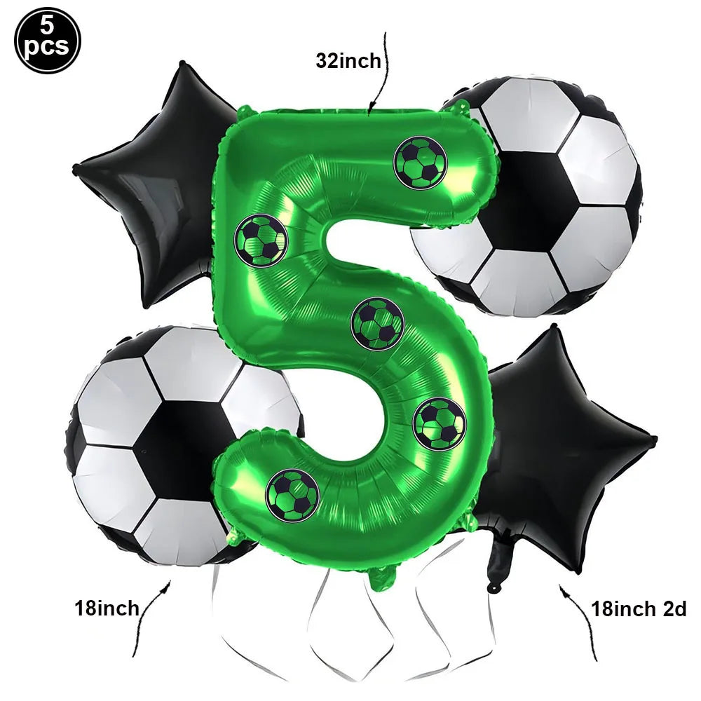 Boy's 8th Birthday Soccer Foil Balloons Party Set Birthday Party Balloons Babs AGATE As pictures show
