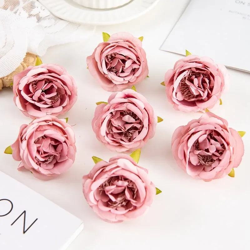 Silk Rose Artificial Flower Heads – Wedding & Home Décor Artificial Silk Flowers Babs Pink 10 pieces
