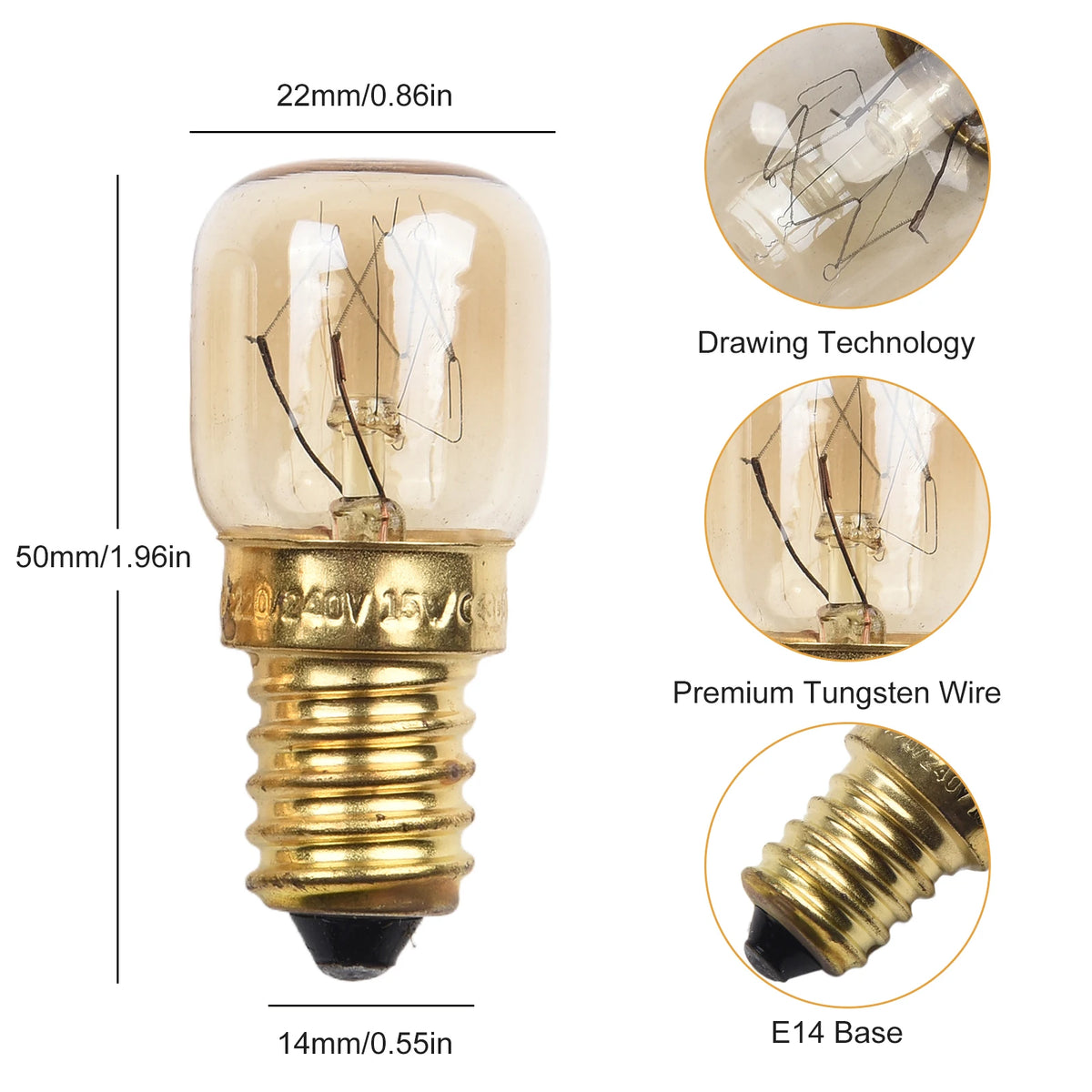 4PCS E14 Globe Bulbs 15W 25W 240V Oven Refrigerator Replacement Replacement Light Bulbs Babs