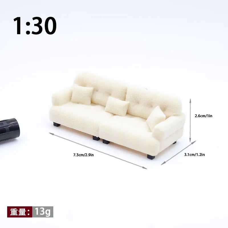 1:25/30 Miniature Dollhouse Sofa – PLA Cream Style Furniture Dollhouse Miniature Furniture Babs 2