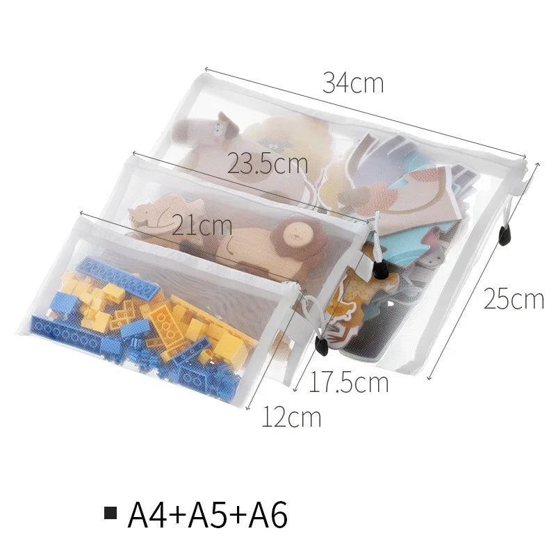 Transparent Zipper Mesh Storage Bags – Puzzles, Toys & More Mesh Storage Bags Babs MIX 3PCS
