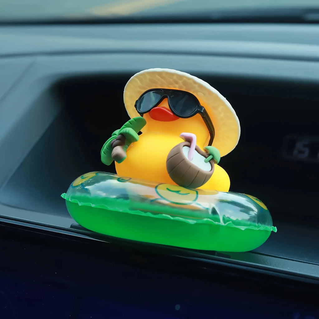 Tropical Rubber Duck Car Ornament – Beach Dashboard Decor Car Dashboard Ornament Babs