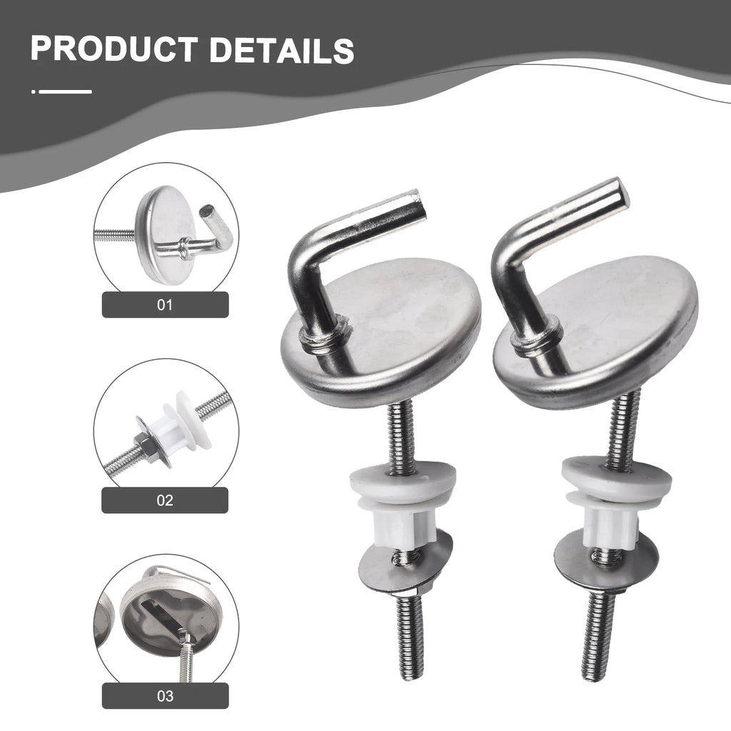 2Pcs Stainless Steel Toilet Seat Hinges with Adjustable Knobs Toilet Seat Hinges Babs