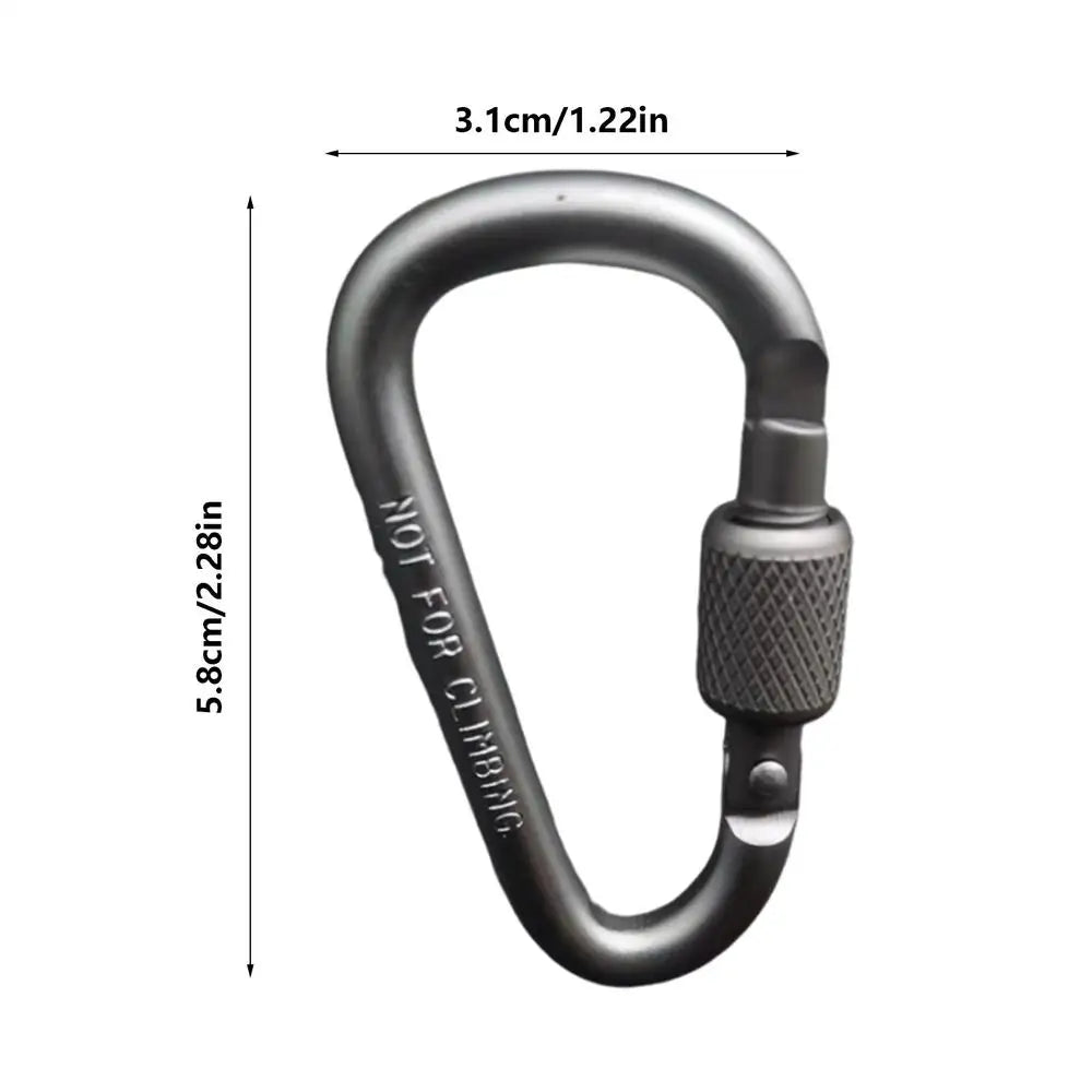 D-Shape Aluminum Carabiner Clip & Paracord Tensioner | Camping Carabiner Clip Babs Gray