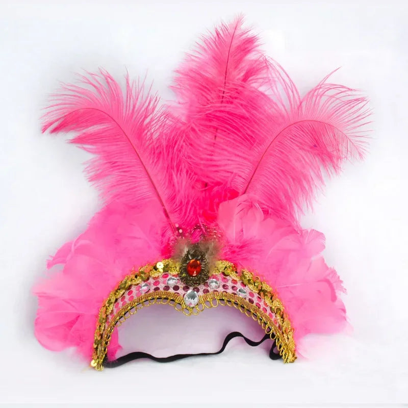 Feather Headband Crown | Halloween Christmas Neon Party Accessory Feather Party Headband Babs rose