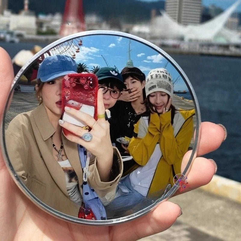 Convex Round Mirror Selfie Prop – Wide-Angle Travel Photo Mirror Selfie Photo Prop Babs