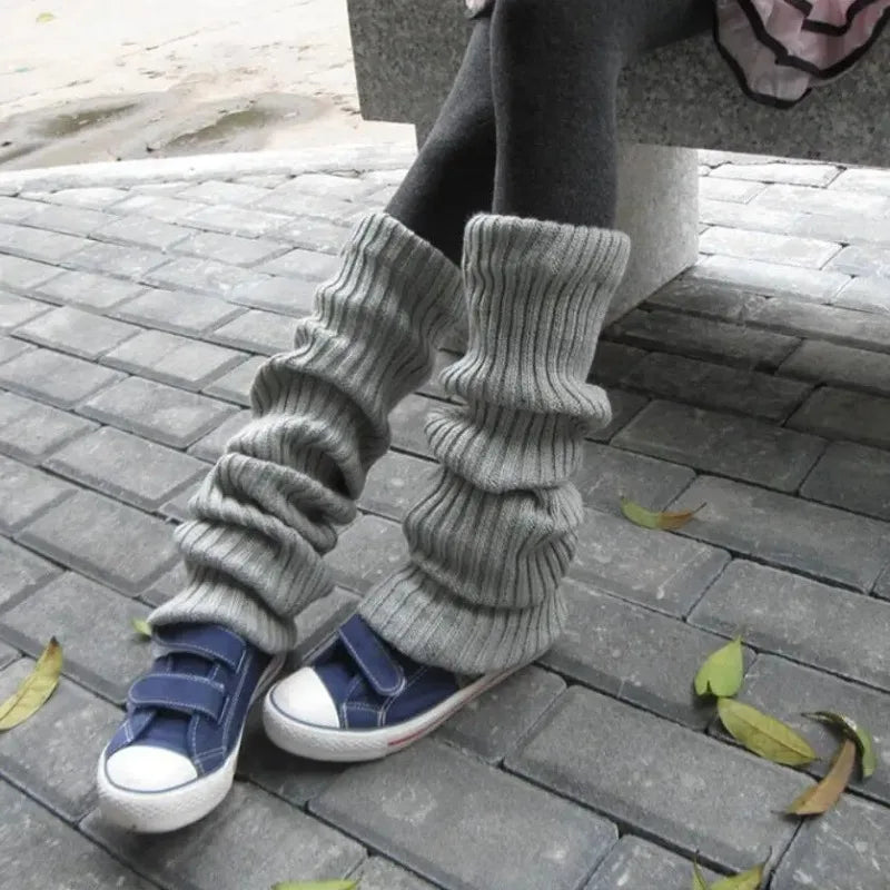 Over-Knee Knit Leg Warmers – JK Lolita Style 50–70cm Knit Leg Warmers Babs Grey 70cm