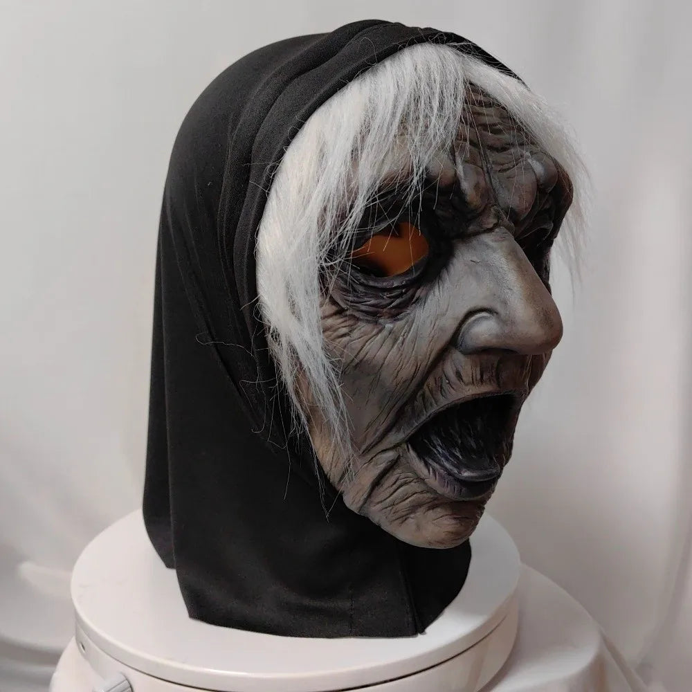 Latex Halloween Witch Mask – Full Face Grimace Cosplay Prop Halloween Costume Mask Babs