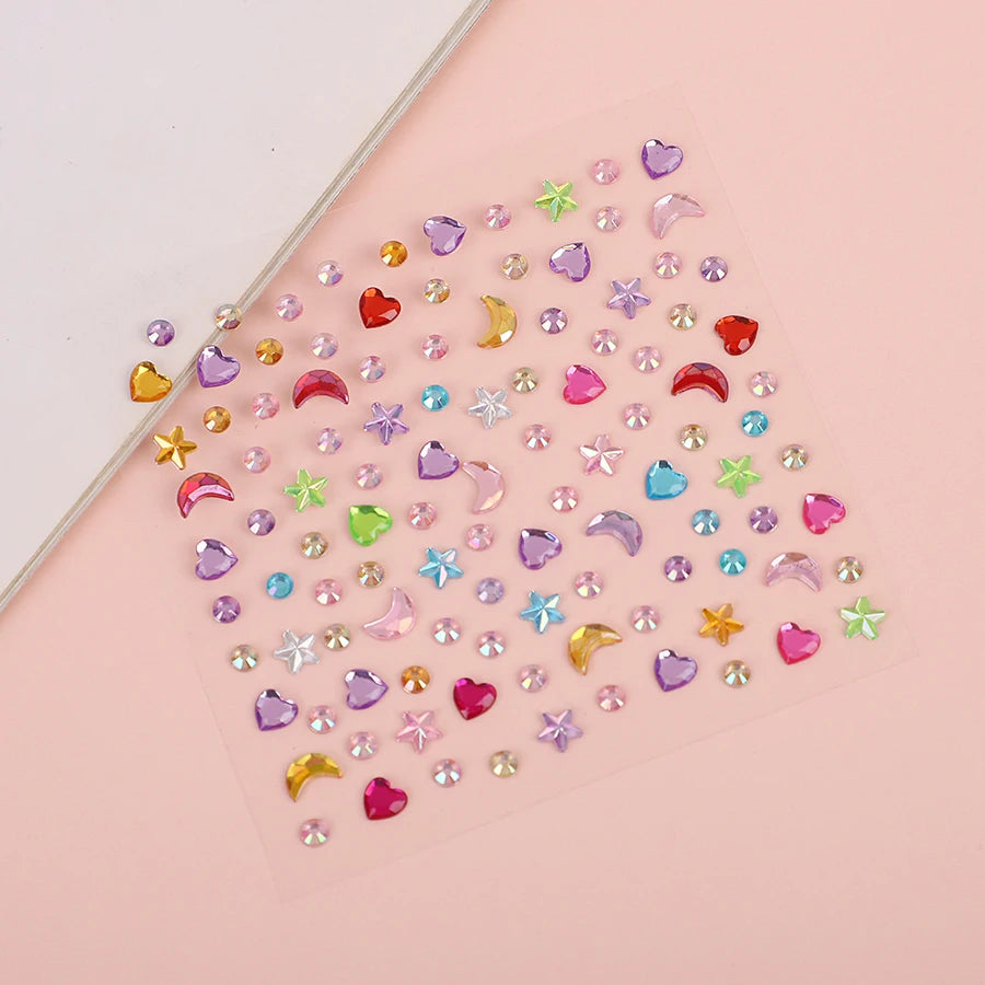 3D Rhinestone Star Moon Heart Glitter Stickers Kawaii Kpop Craft Deco Stickers Babs