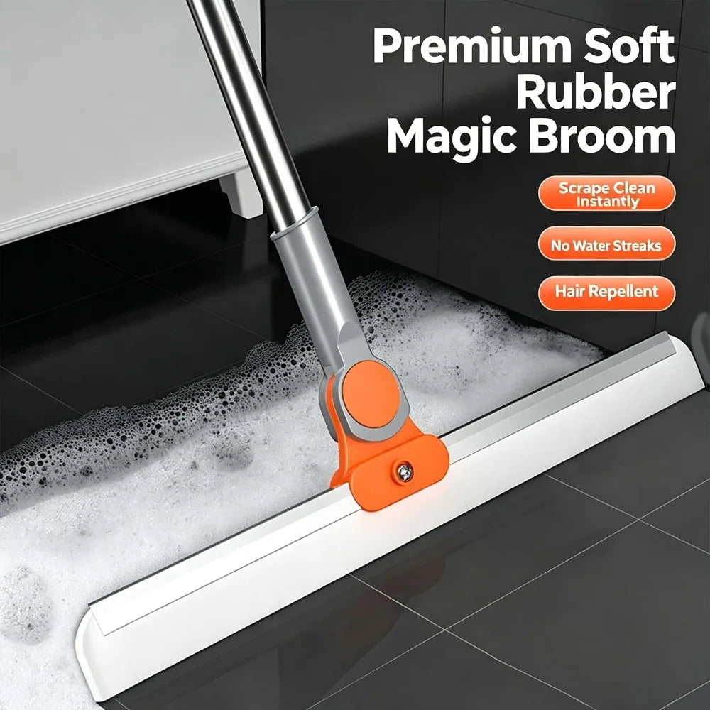 Telescopic Squeegee Broom – Wide Silicone Blade, 180° Rotation Floor Squeegee Broom Babs
