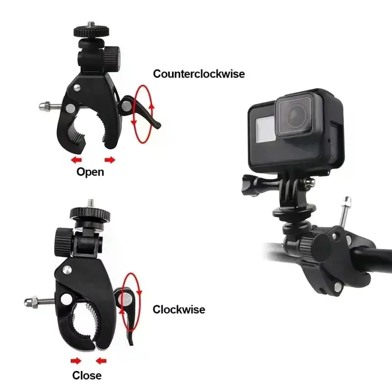 360° Bike Handlebar Camera Mount – Universal 1/4" Tripod Clamp Camera Handlebar Mount Babs
