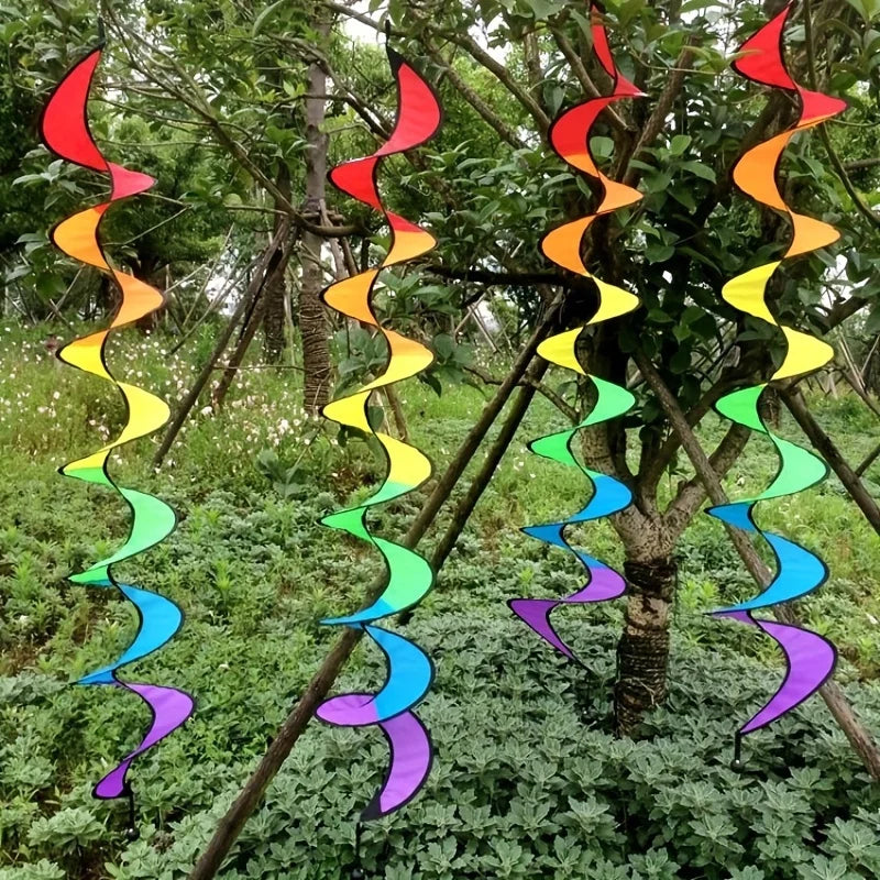 Rainbow Spiral Wind Spinners – Colorful Garden Hanging Twisters Garden Wind Spinner Babs