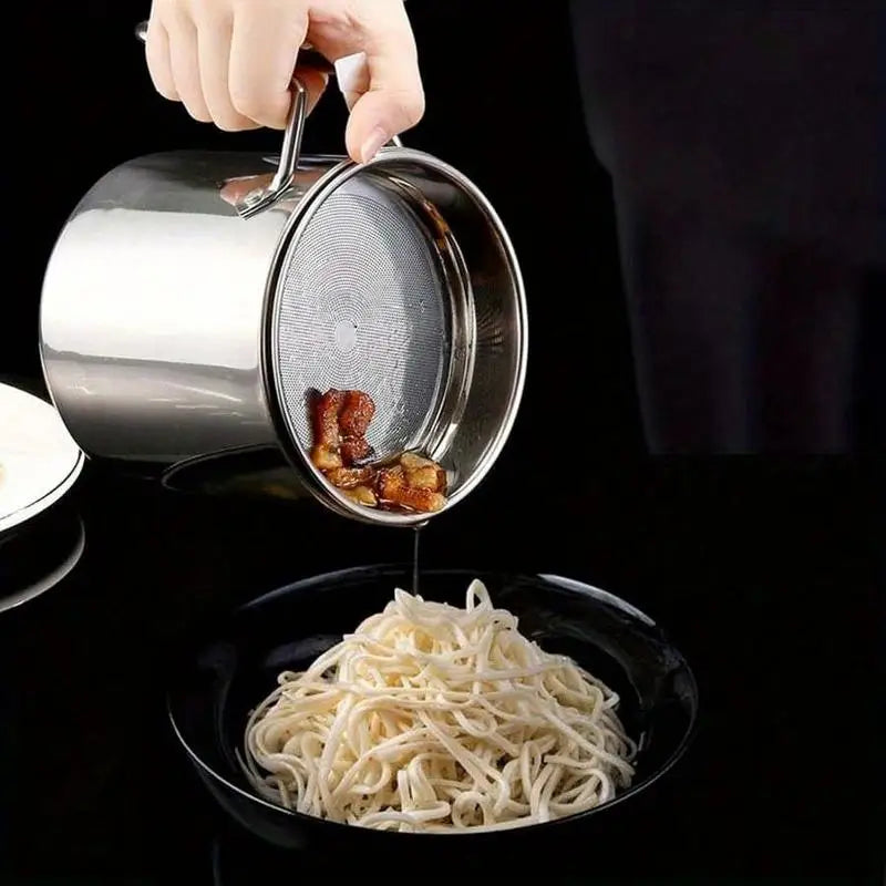 Stainless Steel Bacon Grease Container with Strainer & Lid Grease Storage Container Babs