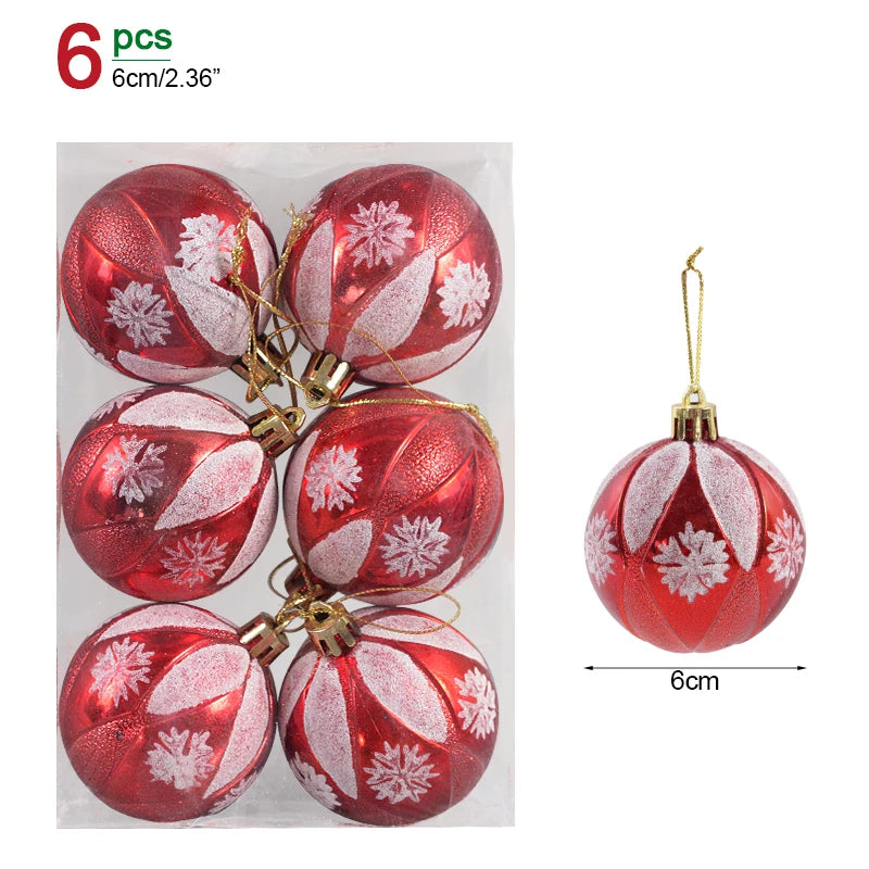 6-Pack Clear Snow Christmas Ball Ornaments 6cm – Tree Baubles Christmas Tree Ornaments Babs Style17 as picture