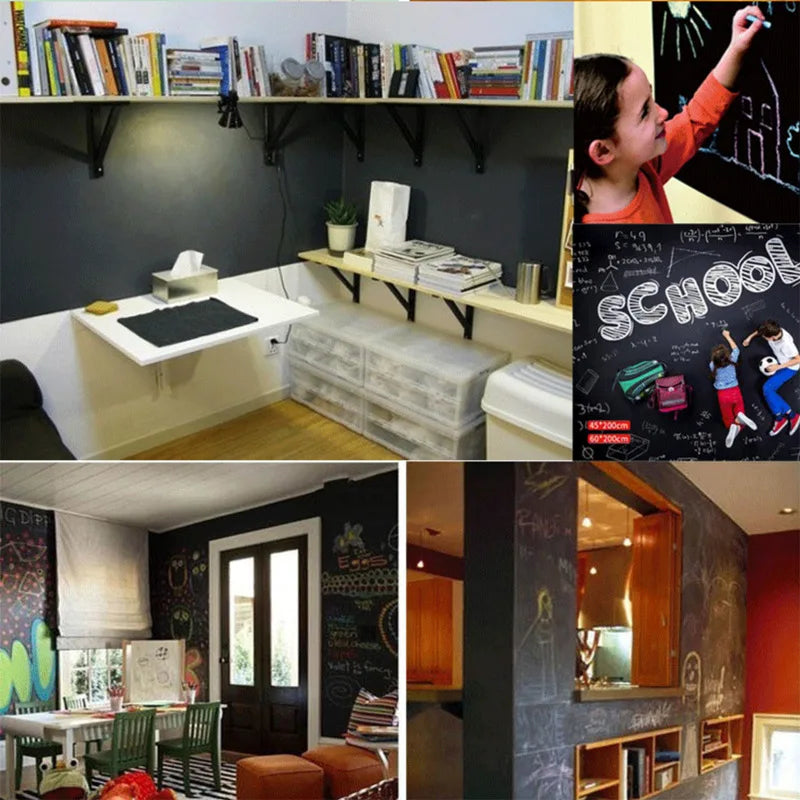 Removable Chalkboard Wall Sticker 45×200cm + 5 Chalk Sticks Chalkboard Wall Sticker Babs