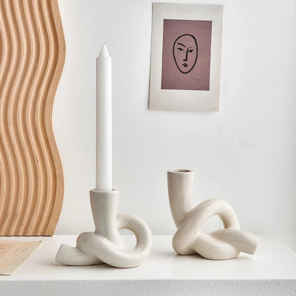 Ceramic Candlestick Holder – Modern Handmade Home Table Decor Candle Holder Babs