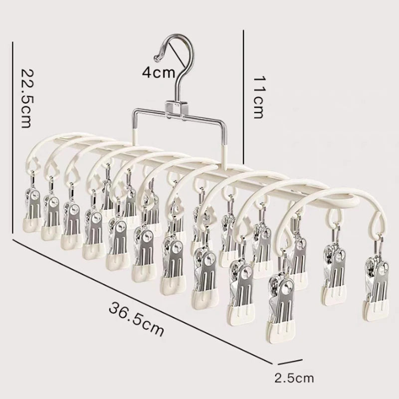 20-Clip Stainless Steel Sock Drying Rack – Indoor & Outdoor Sock Drying Rack Babs