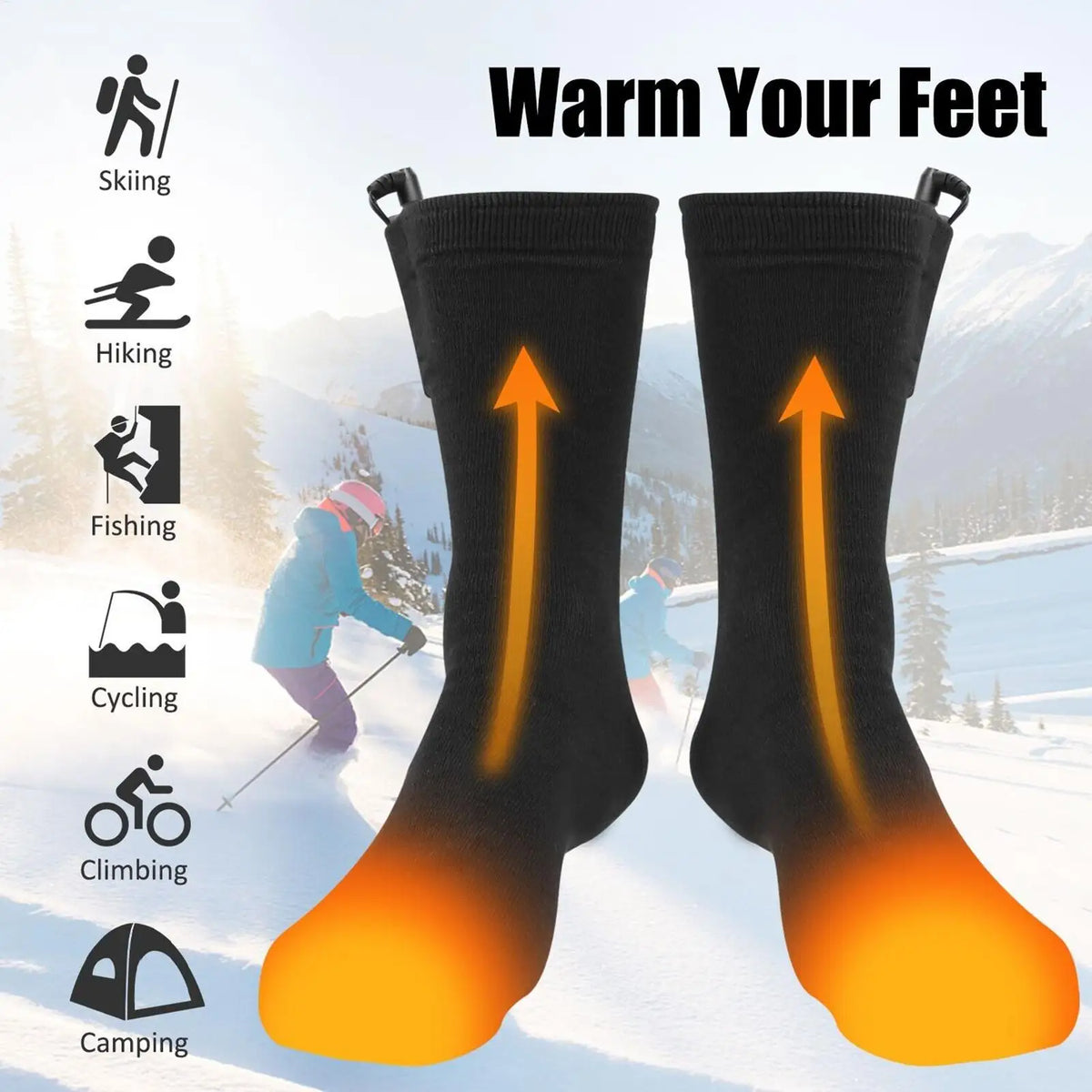 USB Electric Heated Socks – Unisex Rechargeable Foot Warmer Electric Heated Socks Babs