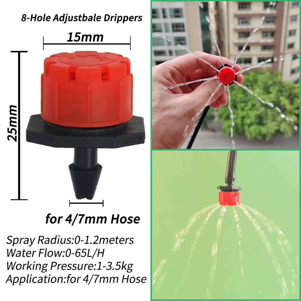 50Pcs Adjustable 4/7mm Micro Drip Nozzles – Anti-Clog Emitters Drip Irrigation Nozzles Babs