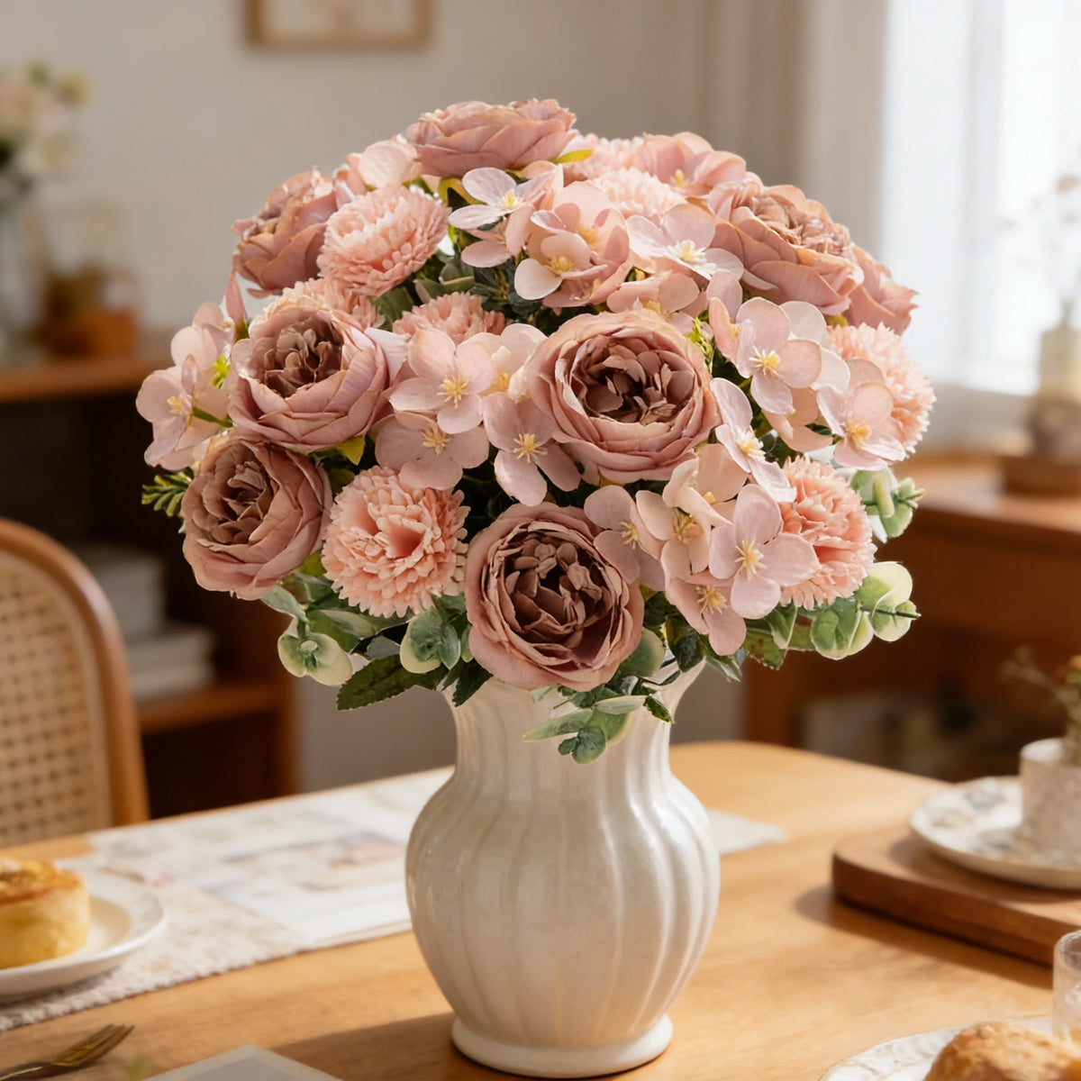 Artificial Silk Peony Chrysanthemum Bouquet | Wedding & Home Décor Artificial Flower Bouquet Babs