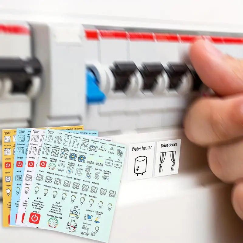 Circuit Breaker Panel Label Stickers – Waterproof PVC 2/5 Sheets Panel Label Stickers Babs