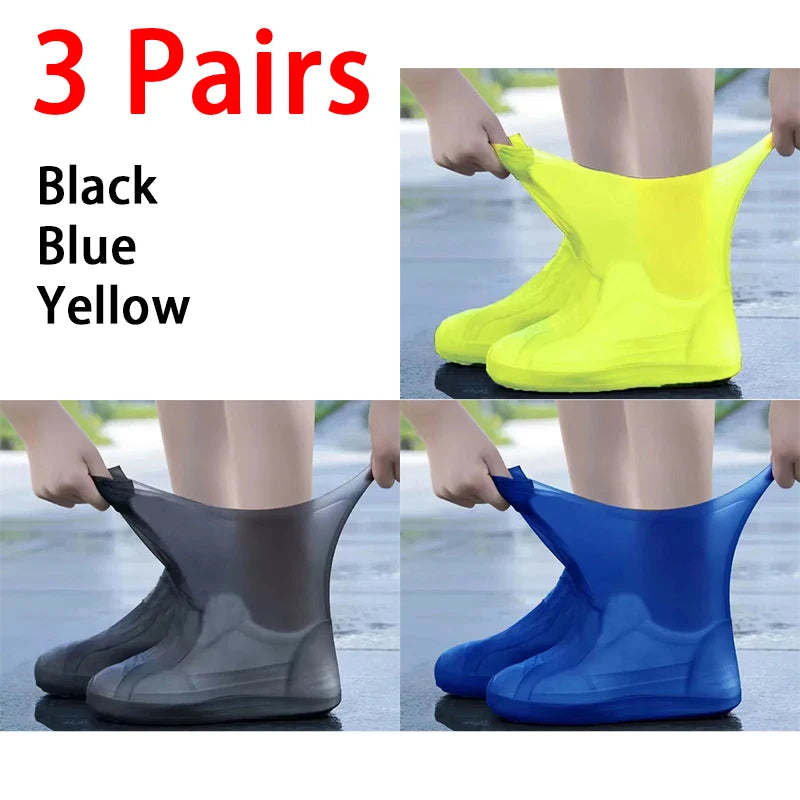 Waterproof Silicone Rain Shoe Covers – Rubber Boot Protectors Waterproof Shoe Covers Babs 3pcs Black Blue Yell (39-46)General
