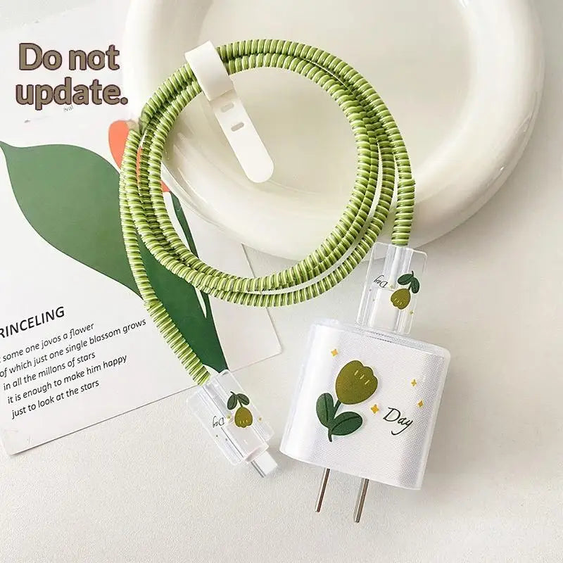 USB Charger & Cable Protector Set – Cute Heart TPU Cover Cable Protector Set Babs A25
