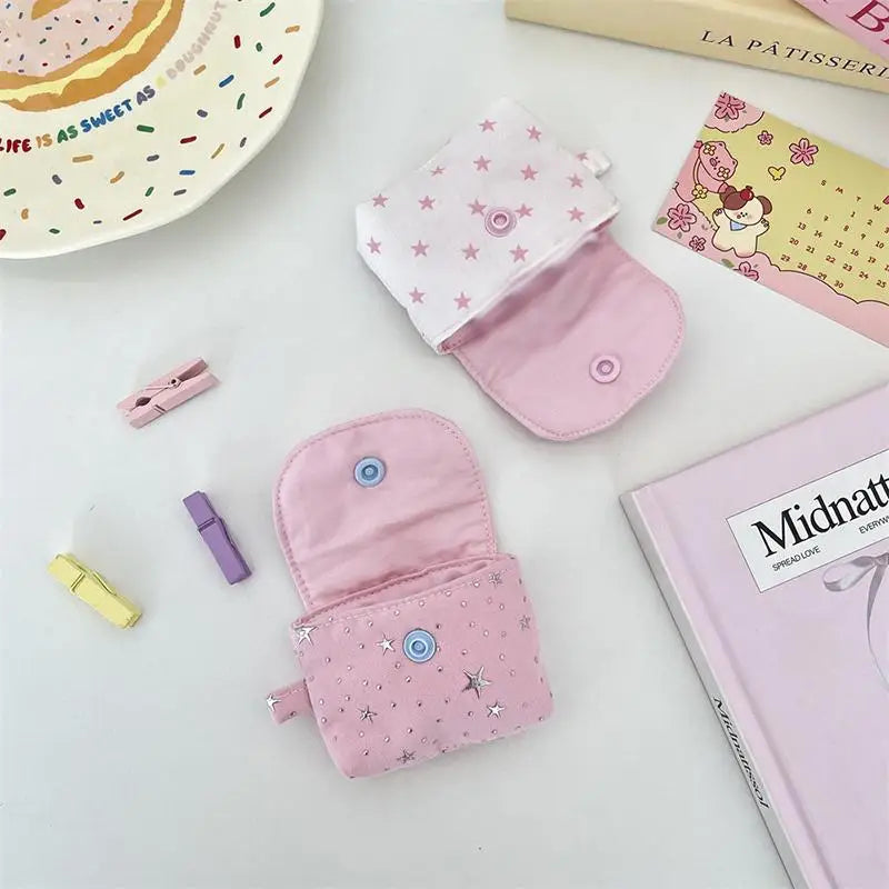 Sequined Mini Earphone & Jewelry Pouch – Snap Button Storage Bag Mini Storage Pouch Babs
