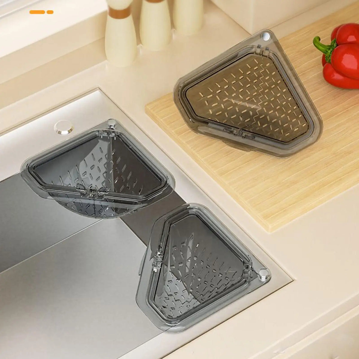 Corner Sink Food Catcher Basket – No-Drill Magnetic Strainer Sink Drain Strainer Babs