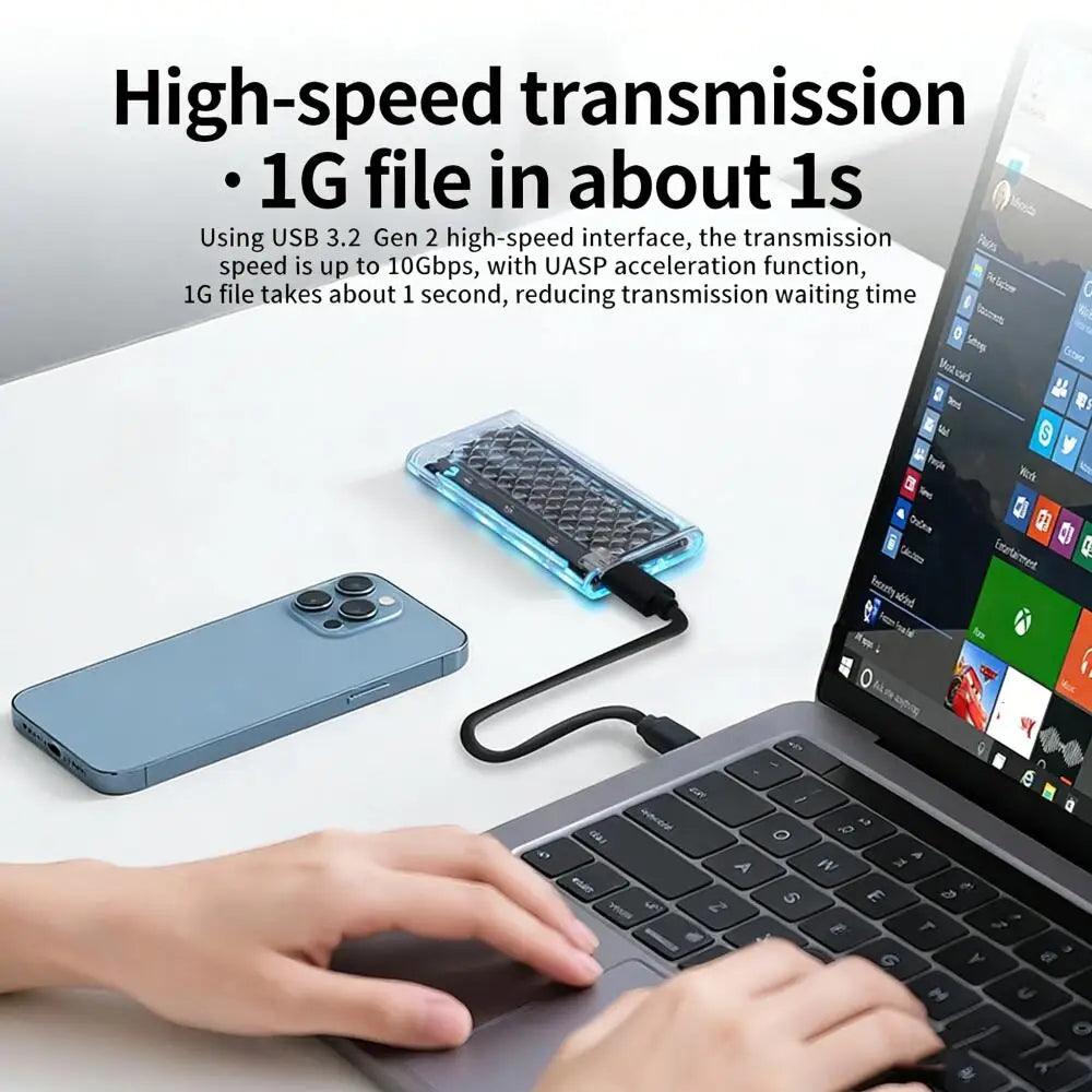 M.2 NVMe & SATA SSD Enclosure RGB 10Gbps USB-C Up to 6TB SSD Hard Drive Enclosure Babs