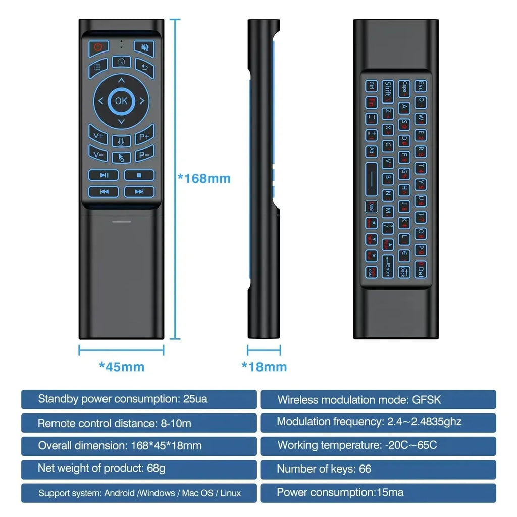 Air Mouse Remote BT5.2 & 2.4G Wireless Keyboard – 7-Color Backlit Air Mouse Remote Babs