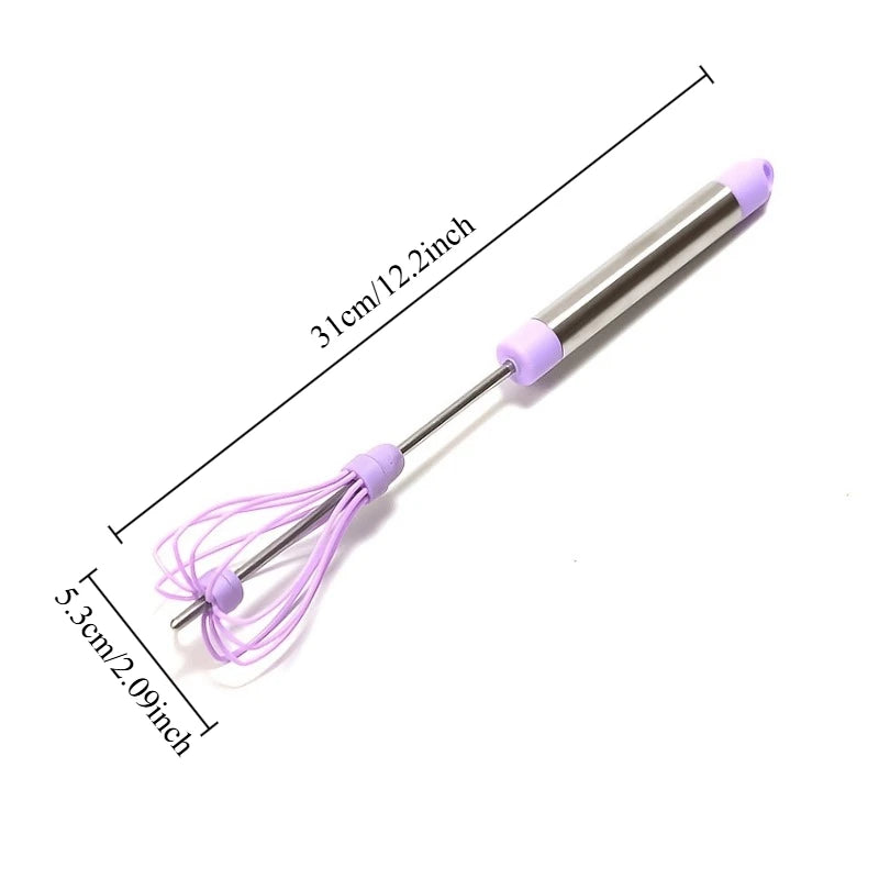 Semi-Automatic Hand Push Egg Whisk – Stainless Steel Beater Egg Whisk Beater Babs Purple