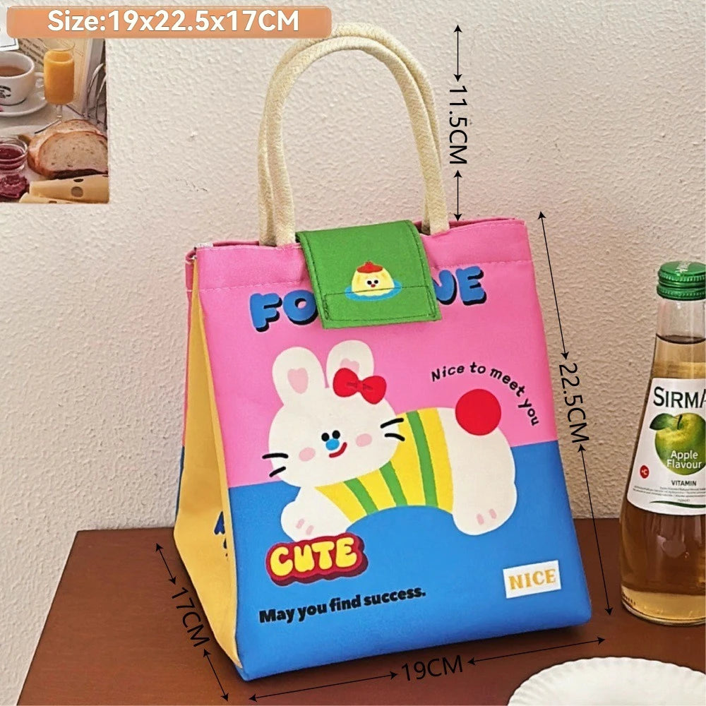Cartoon Insulated Lunch Bag – Large Canvas Bento Tote Insulated Lunch Tote Babs C