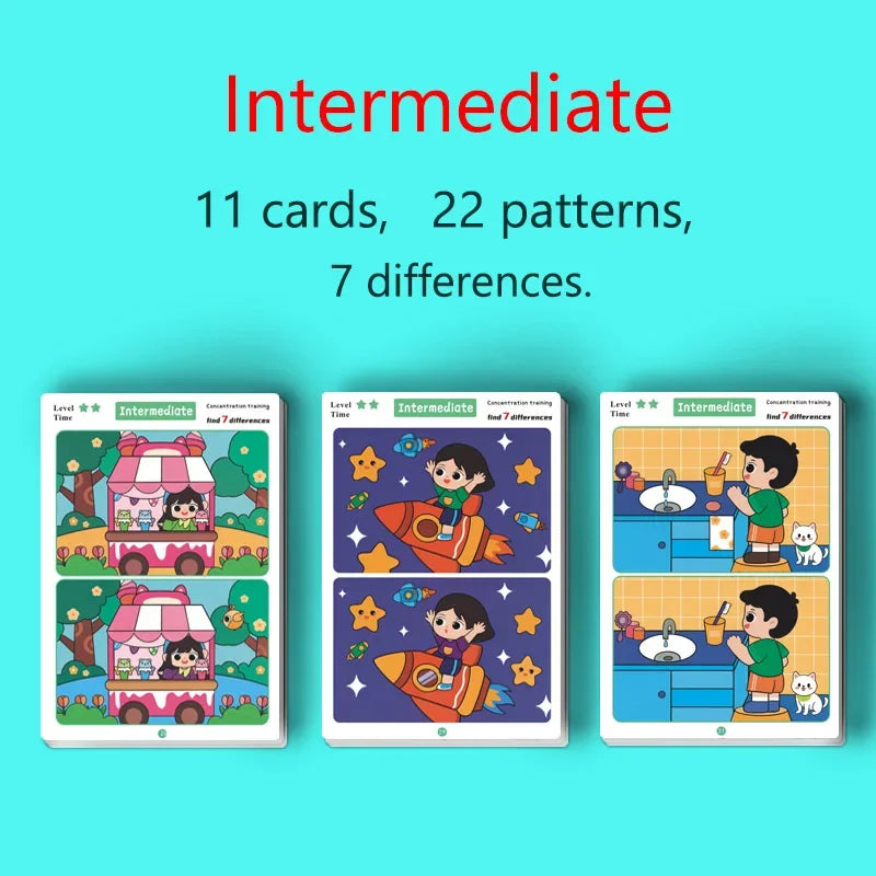 Kids Spot the Difference Game Cards – Focus & Learning Activity Educational Game Cards Babs Intermediate