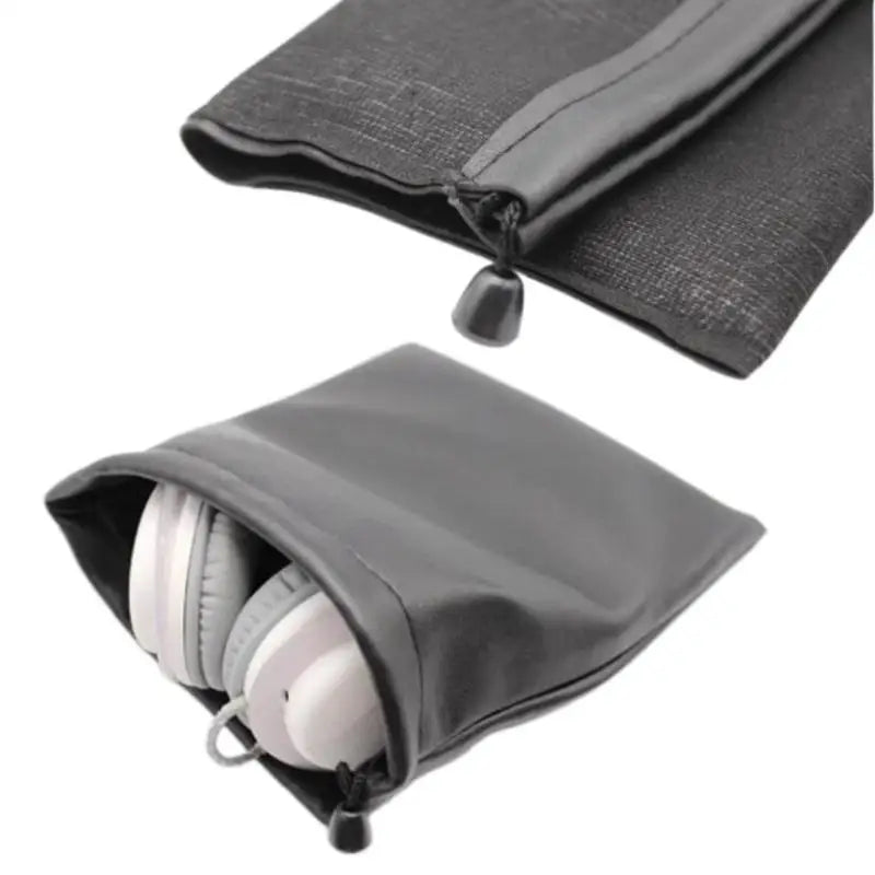 PU Leather Drawstring Bag – Dust-Proof Headphone Storage Pouch Drawstring Storage Bag Babs