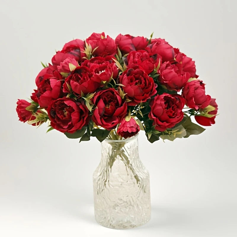 5-Head Silk Peony Artificial Flowers for Home & Wedding Decor Artificial Silk Flowers Babs