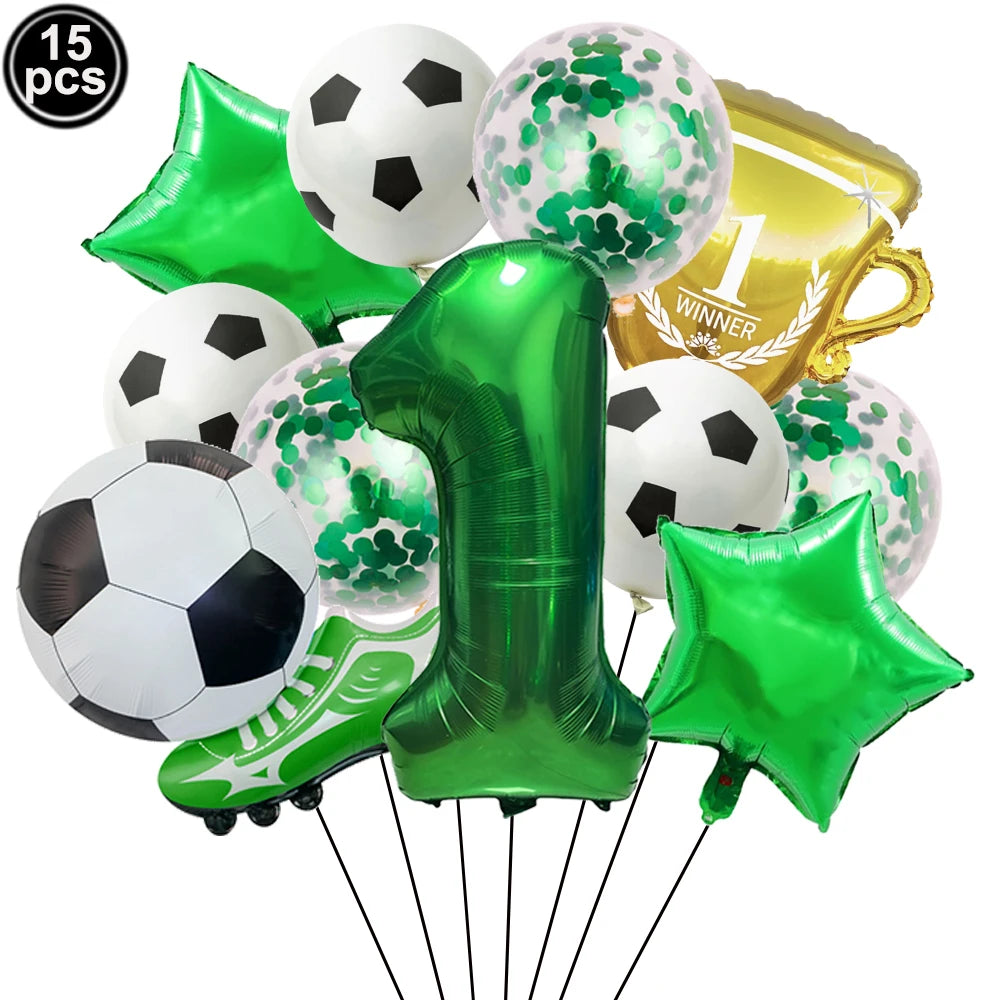 32" Soccer Ball Foil Balloon Set – Kids Birthday Party Decor Party Foil Balloons Babs Green Number 1 As pictures show
