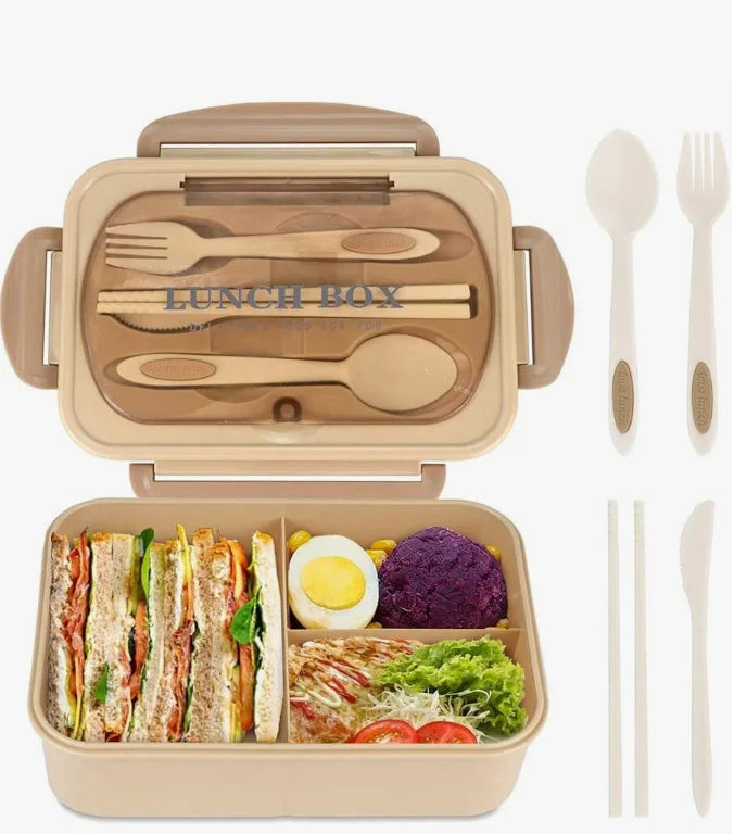 Adult Bento Box Set – 3 Compartments, Microwave Safe + Utensils Bento Lunch Box Set Babs LY